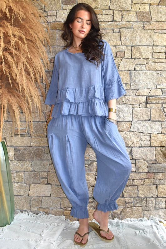 Sundaze Cheesecloth Bloomer Pant Denim